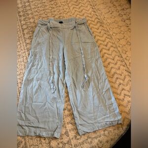 Light blue “denim” flare Pants with tie